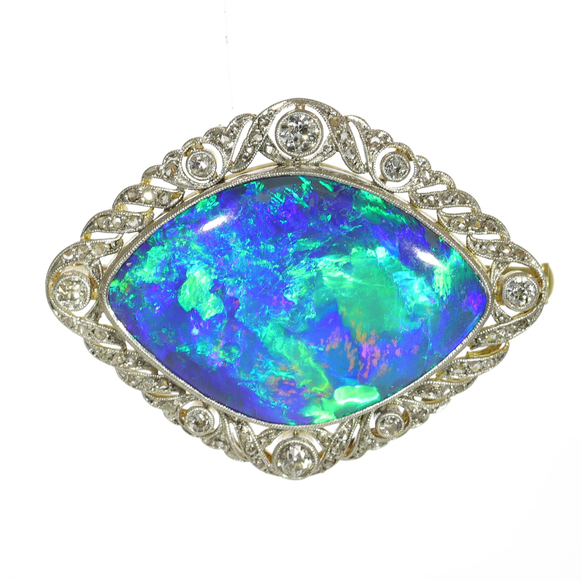 Antique Cosmic Dance: 24ct Black Opal Brooch from 1920